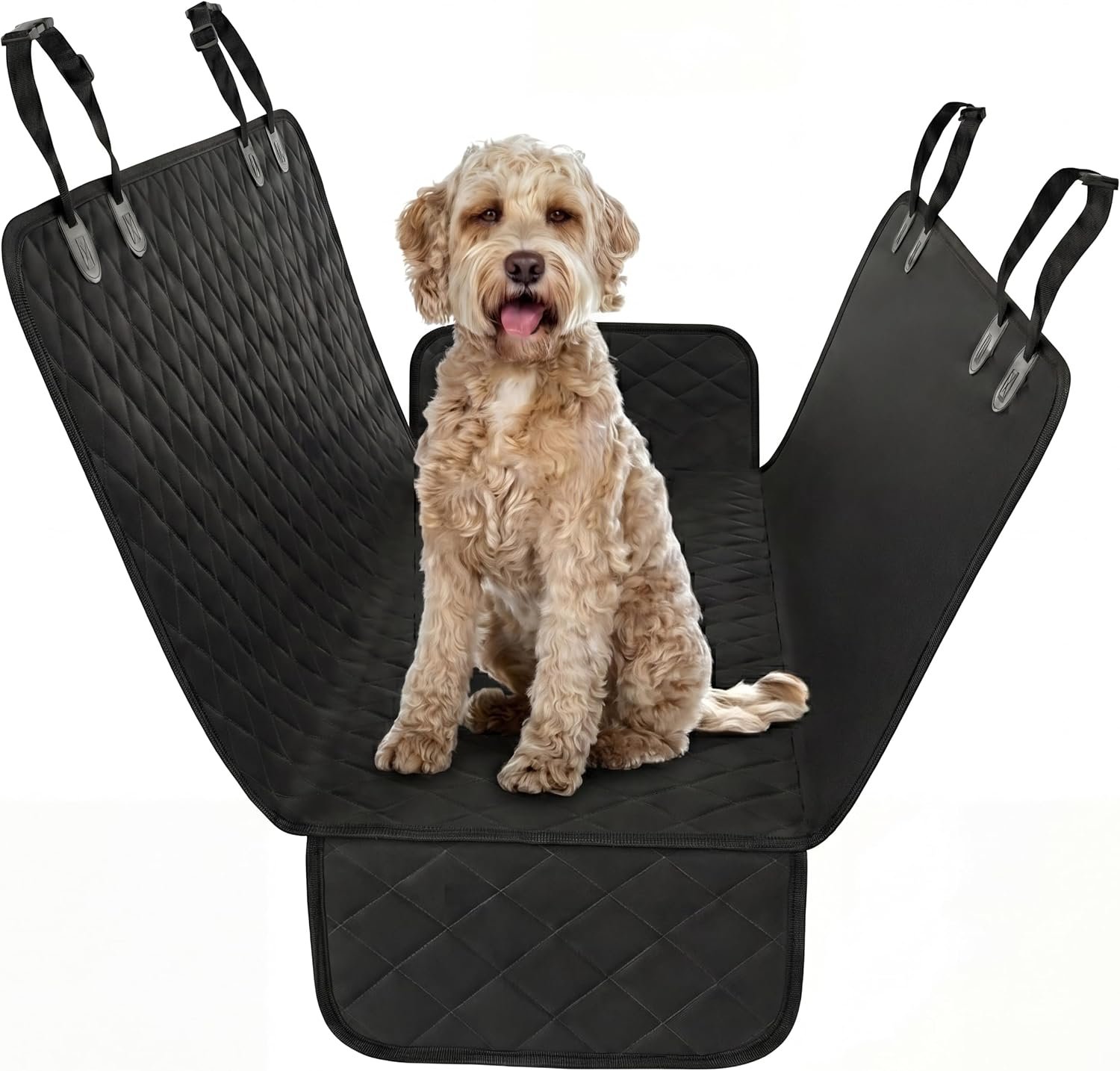 Black Standard Dog Car Hammock Back Seat Cover, Waterproof Backseat Cover Protector for Truck Bench Rear of Sedans or SUVs, Essential Pet Supplies Vacuum or Wipe Clean, Machine Washable
