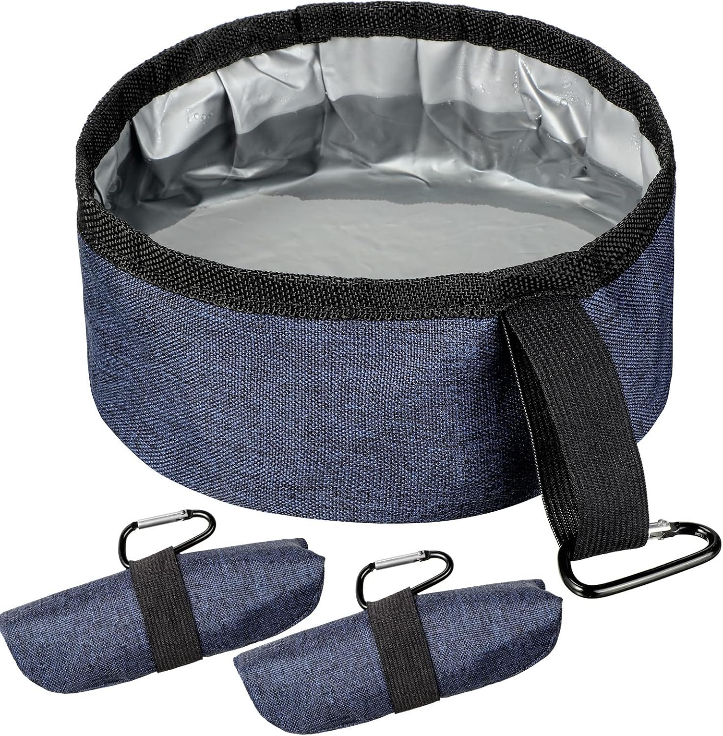 2 Pack Portable Dog Bowls Foldable Travel Dog Dish Portable Puppy Water and Food Bowl Pet Hiking Accessories for Small and Large Pets(Dark Blue,40 oz)