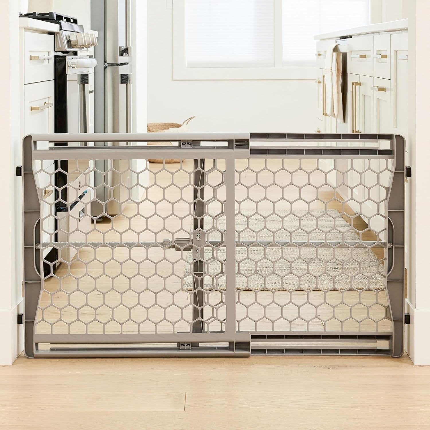 Regalo Safety 28″-42″ Extra Wide Baby Gate, Bottom of Stairs & Doorways | Pressure Mounted & Adjustable, For Babies, Toddlers & Pets, Plastic, Gray, Tested & Trusted for 30 Years