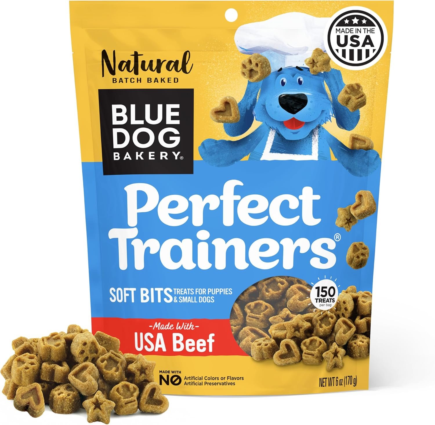 Blue Dog Bakery, Perfect Trainers Beef, Mini Dog Treats 6oz 1pk | Soft & Chewy Oven-Baked Extra Small Puppy Training Dog Treat, Made with Real Beef & Other Wholesome Ingredients in the USA