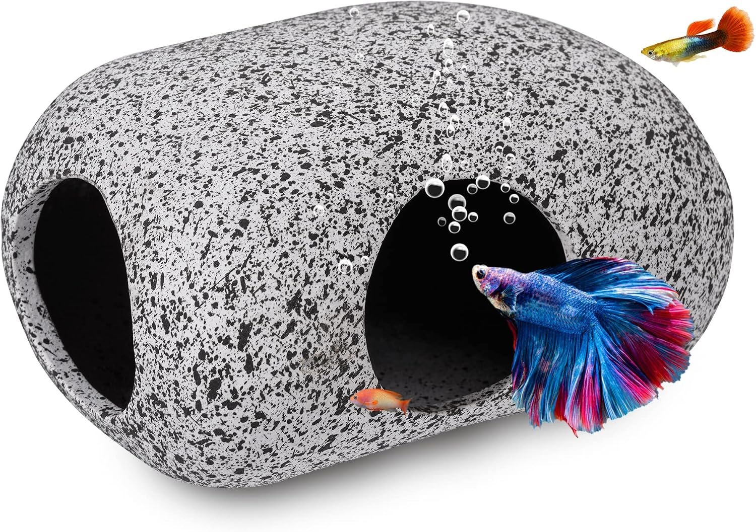 Ameliade Betta Fish Tank Rock Cave Decor Aquarium Accessories, Small | Aquarium Decorations Stones House for Hiding and Breeding, Ideal Hideout Decor for Shrimp Cichlid , Small Fish Bowl Ornament