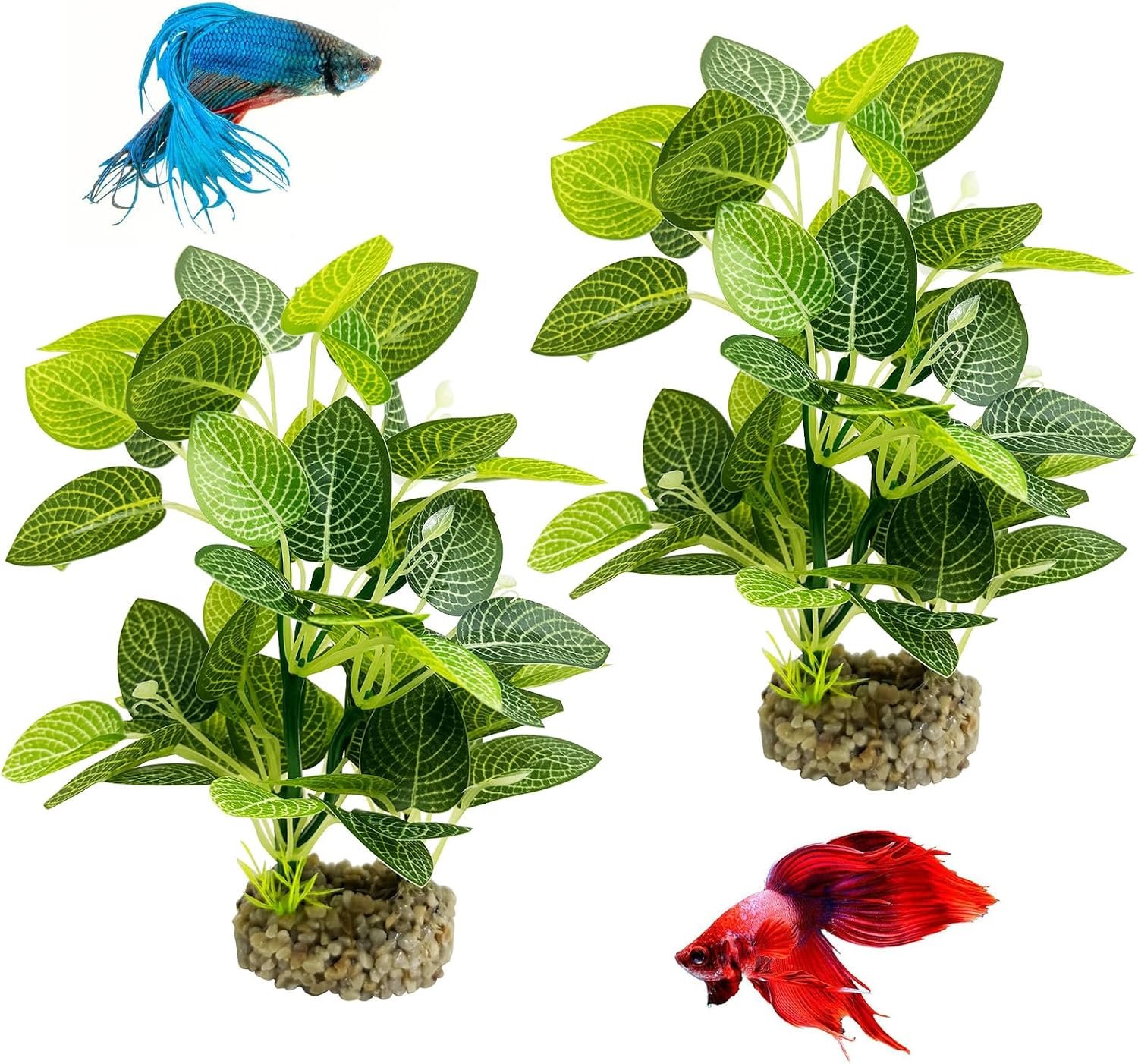 Hamiledyi Silk Aquarium Plants 8.7″ Tall Artificial Green Plants for Fish Tank Aquarium Fake Aquatic Plant Lifelike Water Grass Ornament for Fish Tank(2PCS,Style B)