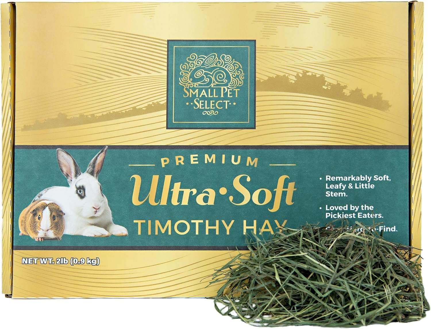 Small Pet Select Premium Ultra Soft Timothy Hay, Rabbits, 2 lb | Soft Premium Leafy Strands, Grown in USA, For Guinea Pigs, Chinchillas, Bunnies, Hamsters & Small Pets