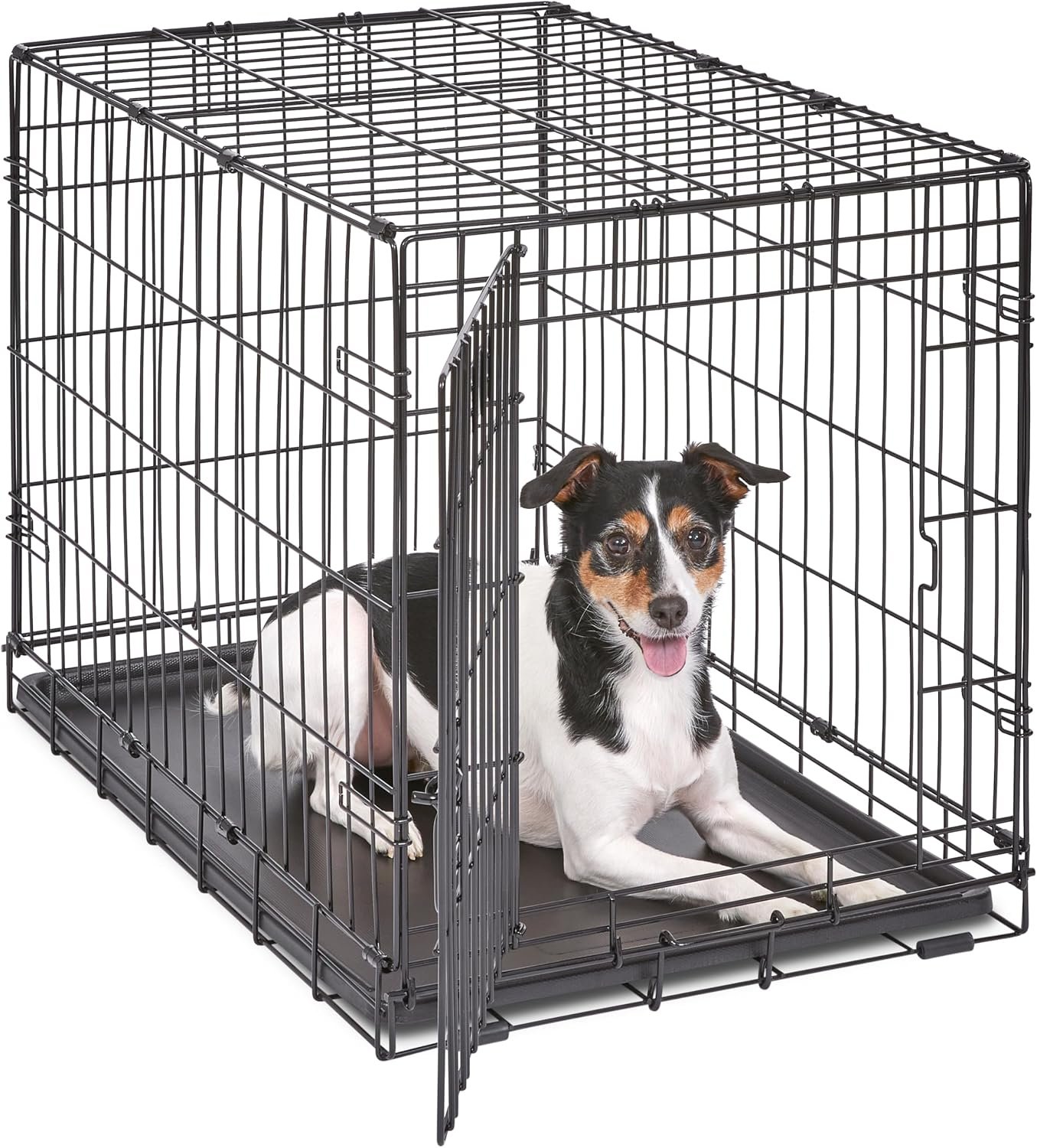 MidWest Homes for Pets 30-Inch iCrate for Medium Breeds, 21-40 lbs, Single Door Folding Dog Crate with Divider Panel, Leak-Proof Tray & Secure Latch, Portable, Durable & Easy to Assemble