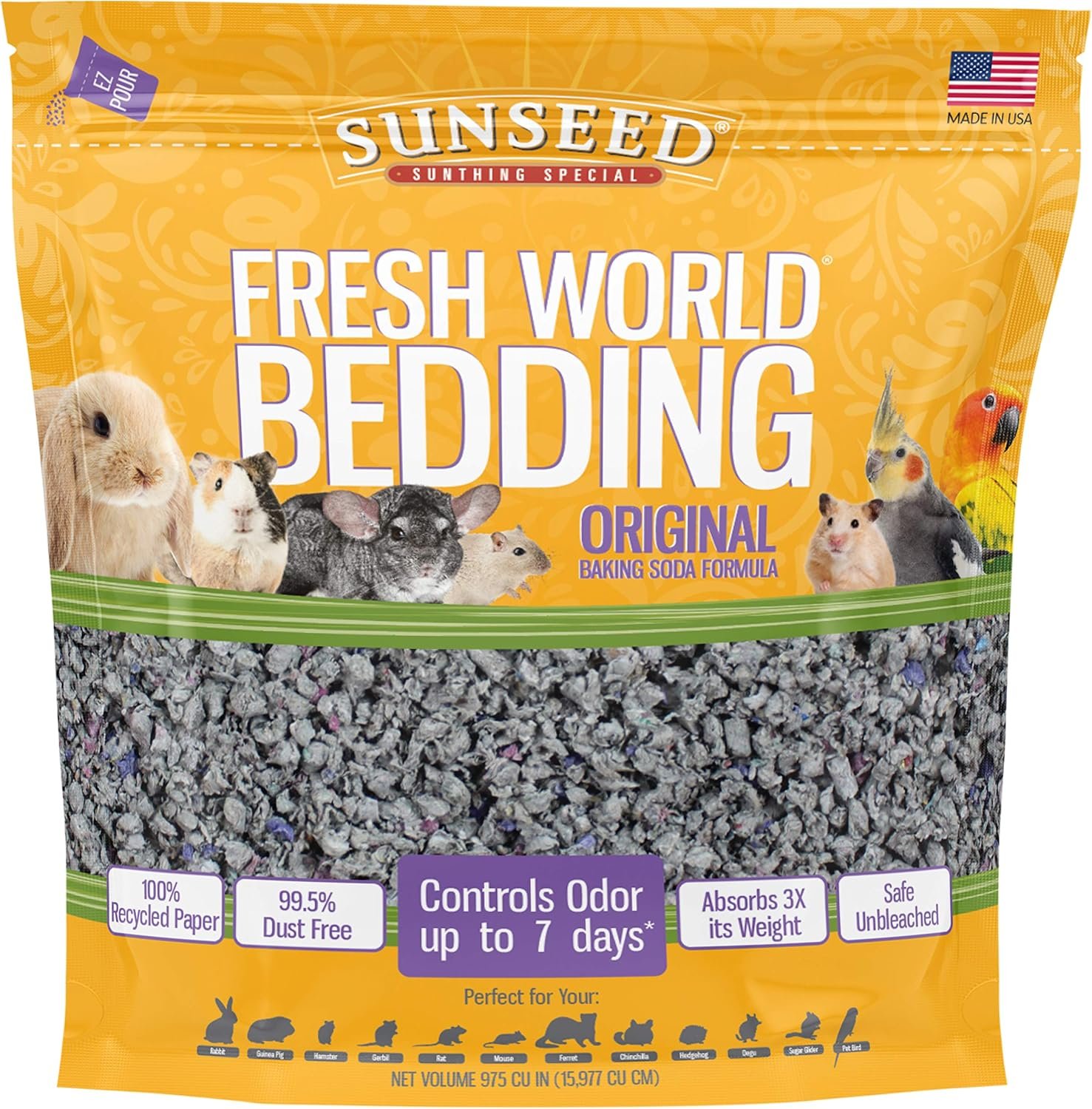 Vitakraft Sunseed 18221 Fresh World Bedding for Small Animals, Original Gray – 975 Cubic Inch