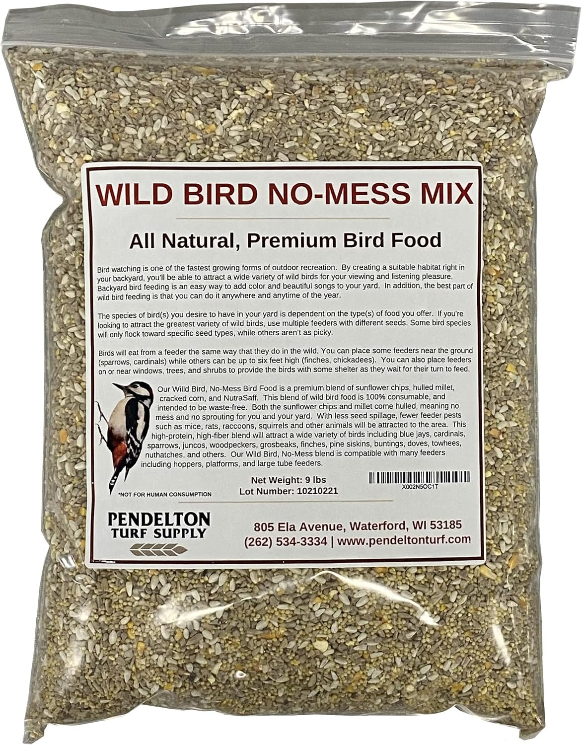 Wild Bird, No-Mess Mix | All-Natural, Premium Bird Seed (9 lb Resealable Bag)