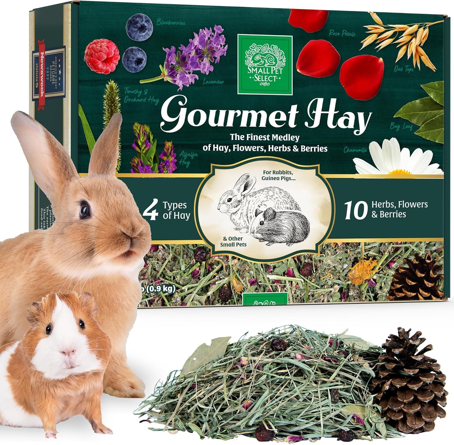 Small Pet Select Gourmet Hay Treat, Flowers & Herbs, Rabbits, 2 lb | Exclusive Treat Hay Blend with Flowers & Herbs, For Guinea Pigs, Chinchillas, Bunnies & Other Small Pets
